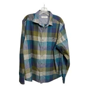 Tommy Bahama Canyon Beach Flannel Blue Plaid Long Sleeve Men's Large L